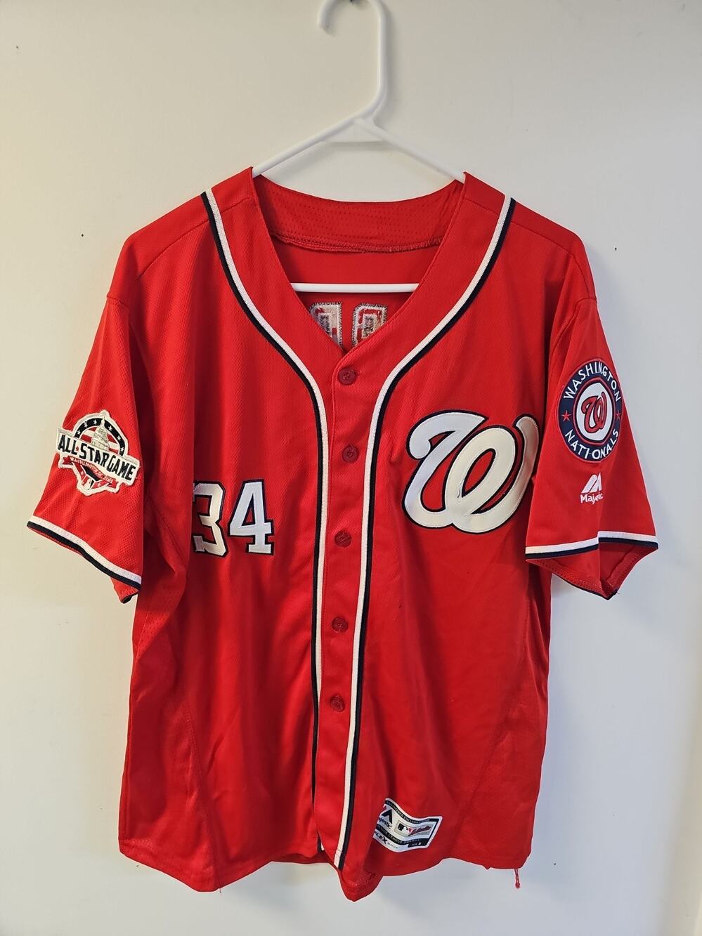 Washington Nationals Majestic 2018 All-Star Game Patch Bryce Harper Jersey Sz S